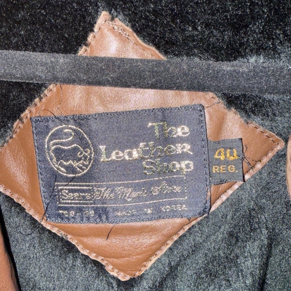Vintage The Leather Shop Men’s Brown Genuine Leather Jacket 40 Long Coat Korea - Picture 4 of 6